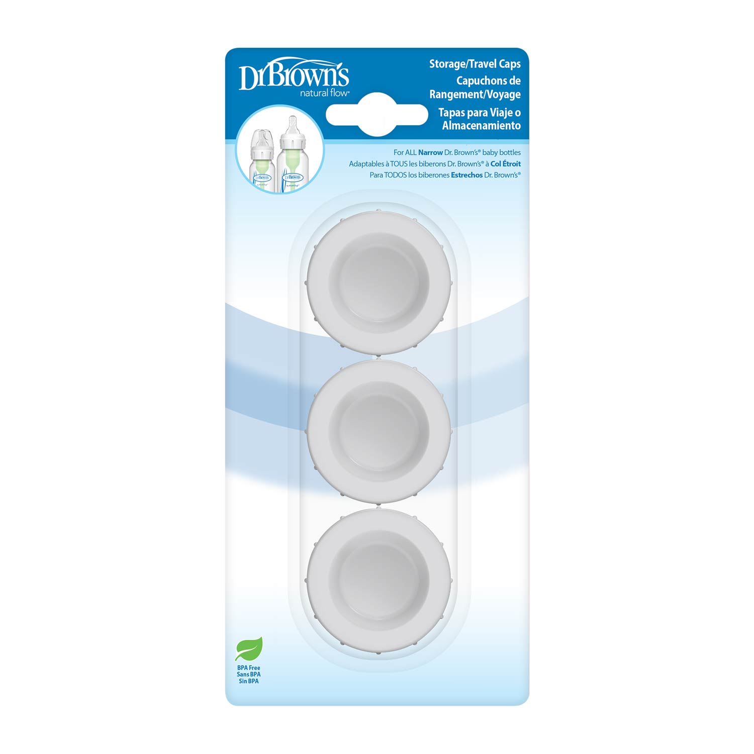 Dr. Brown's Natural Flow Narrow Storage/Travel Caps, 3-Pack